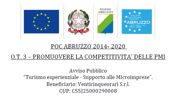 Loghi e dicitura POC Abruzzo 2014-2020 — Unione Europea, Repubblica Italiana, Regione Abruzzo